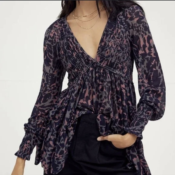 Free People Dark Romance Tunic Leopard Print - Picture 4 of 12